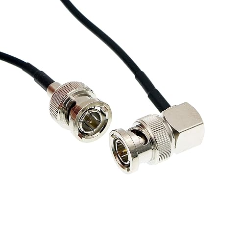 Uonecn MegaFlex HD SDI Cable RG179 BNC Male to Right Angle BNC Cable 75ohm for Blackmagic HyperDeck Shuttle and BMCC BMPC Hyperdeck Cameras 50cm