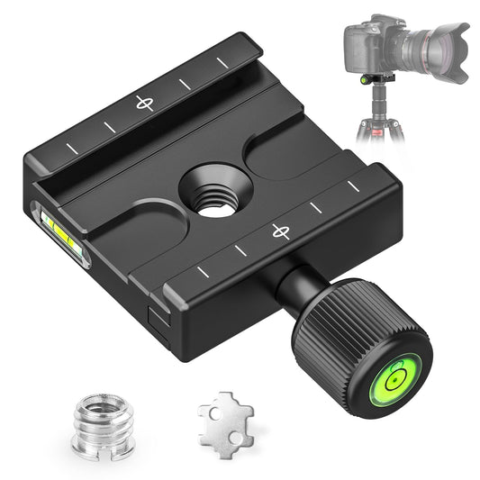 CAVIX QR-50 50mm Quick Release Clamp with 3/8"-1/4" Screw Adapter for Camera Tripod Head Compatible with Arca Swiss Type Plate