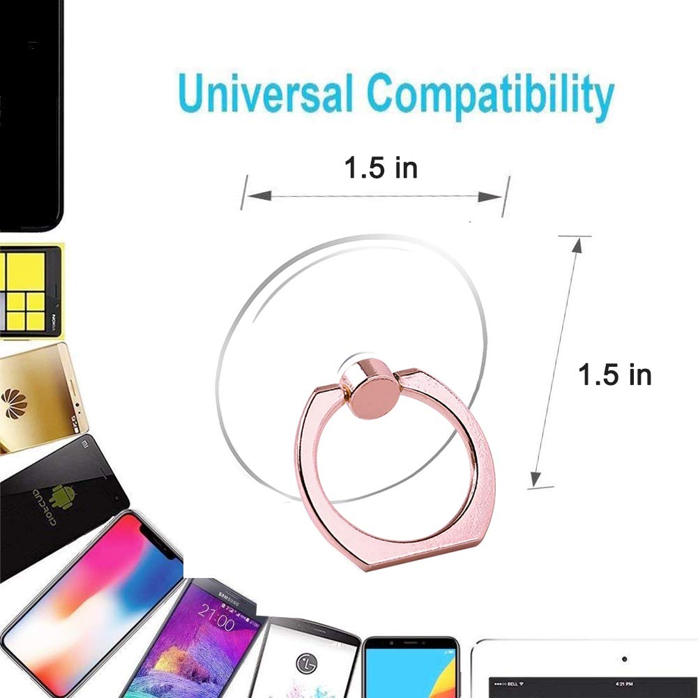 Cell Phone Ring Holder Stand Transparent Finger Grip Loop 360 Degree Rotation Finger Ring Stand (4 x Rose Gold (Round))