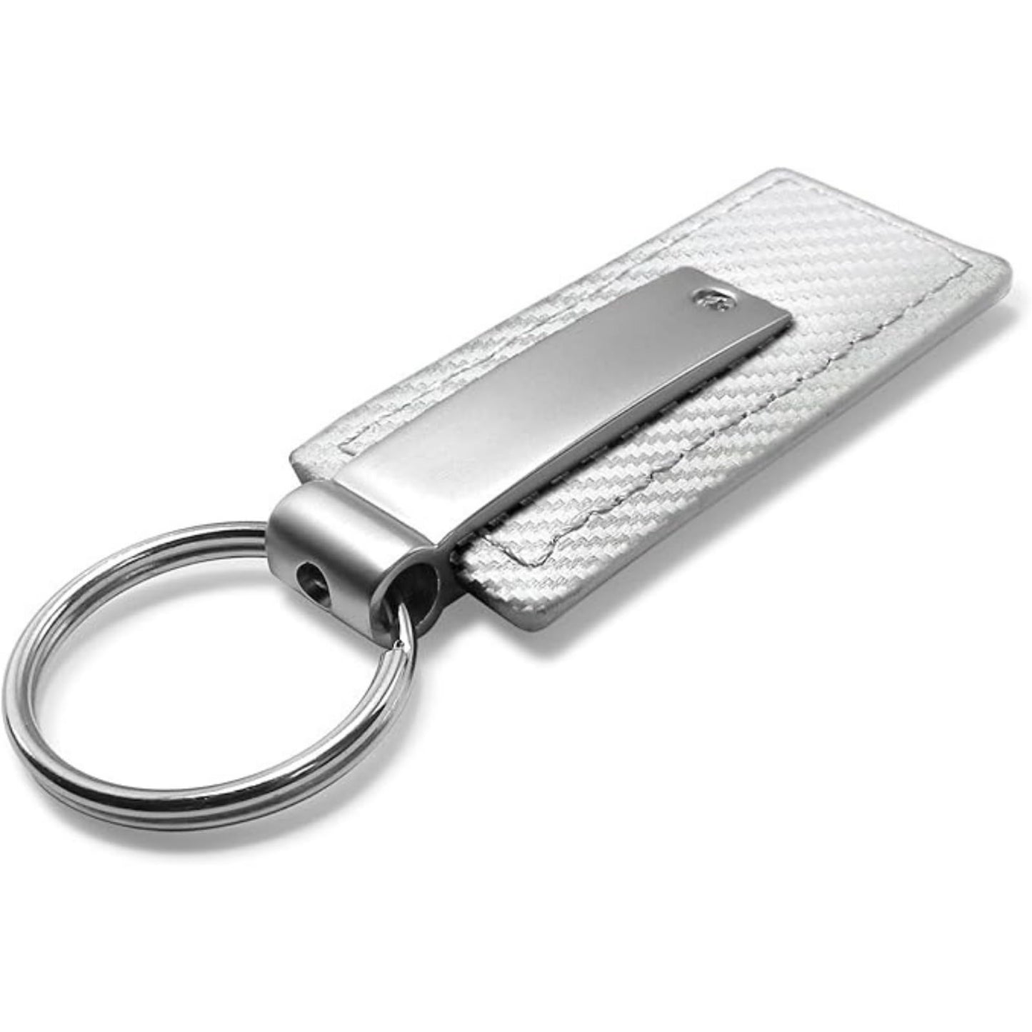 AU-TOMOTIVE GOLD, INC. Officially Licensed White Carbon Fiber Leather Key Fob for Chrysler