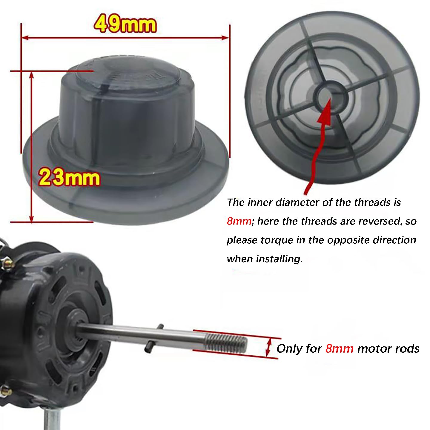 RRZDGSJ Universal Fan Blade Screw Retaining Part Nut Cover For Fan Motor Rod 8mm(Pack of 2)