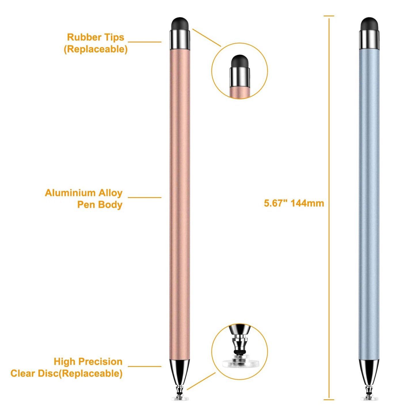 Stylus (7 Pcs), 2-in-1 Stylus Pen for Touch Screen, High Precision and Sensitivity, Suitable for iPad/iPhone/Samsung/Android Smartphone and Tablets