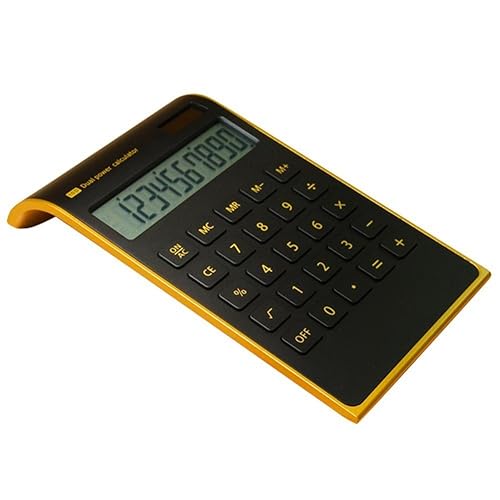 yescool Calculator, Slim Elegant Design, Office/Home Electronics, Dual Powered Desktop Calculator, Solar Power, 10 Digits, Tilted LCD Display