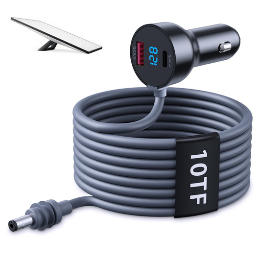 DICMKY Starlink Mini Cable Charger, 10FT 12V-24V DC Power Extension Cable with Cigarette Lighter Voltage Display & 36W USB/18W Type-C Adapter
