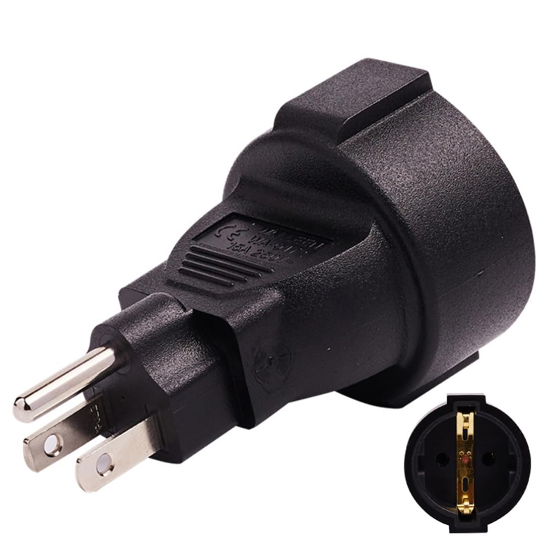 JORINDO Nema 5-15P to Germany Socket AC Adapter,USA Male 3 pin to Europen 2 Round Hole Female Power Converter,Us Standard Plug 5-15P to German Socket