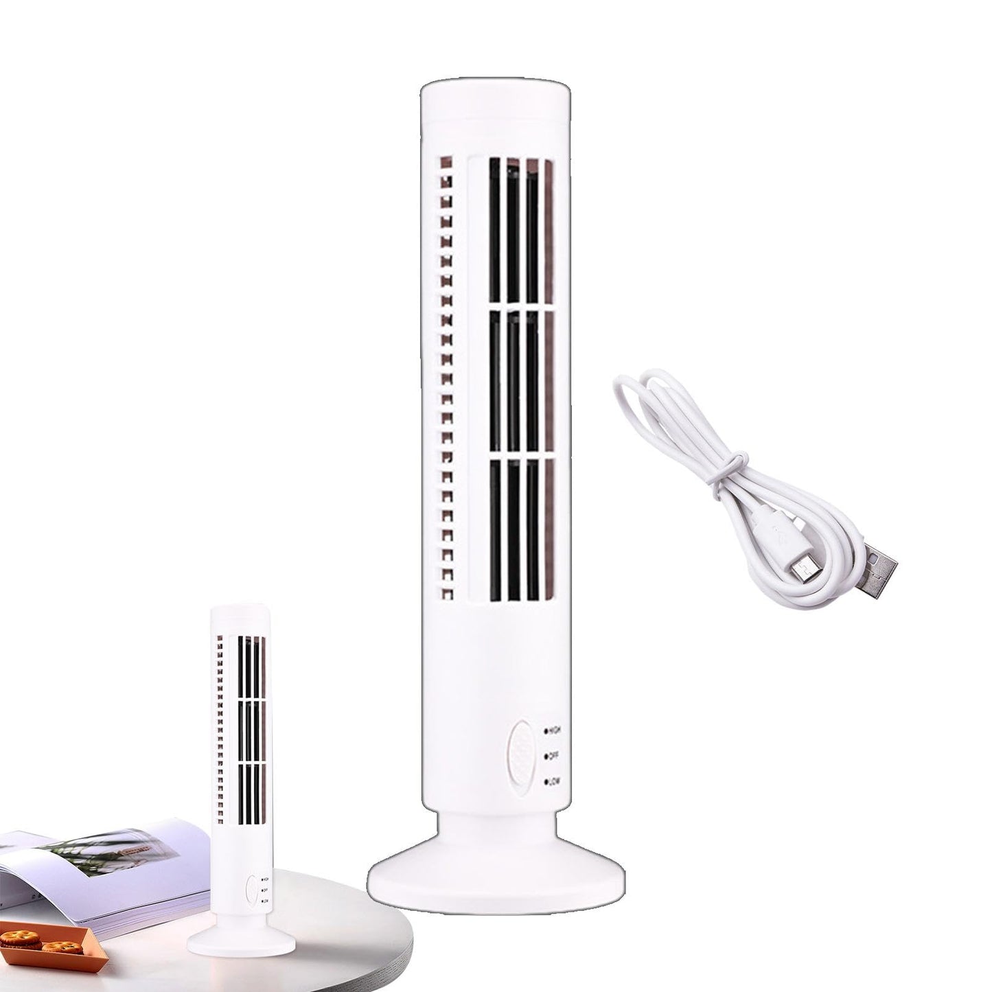 DISPRA Usb Powered Tower Fan Small Desk Strong Wind