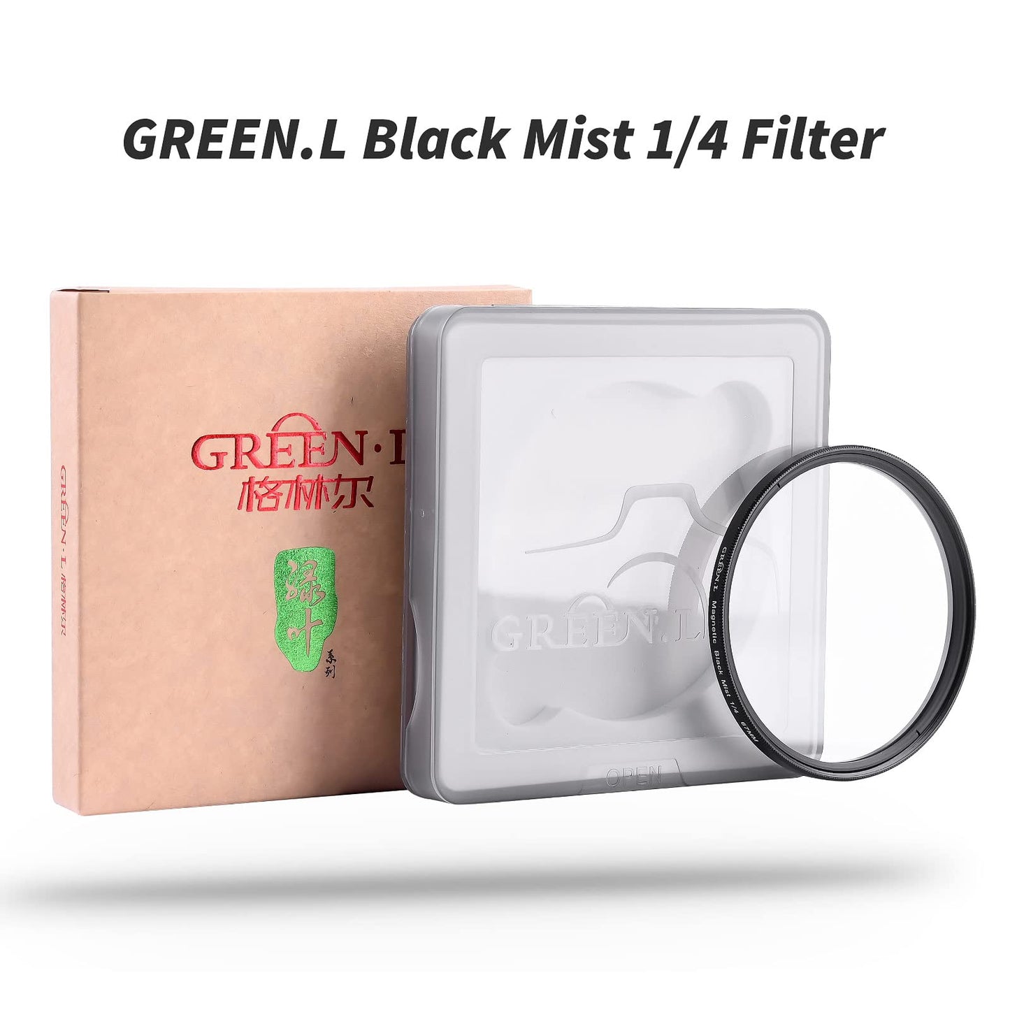 GREEN.L 58mm Black Pro Mist 1/4 Filter, Cinematic Effect Camera Filter for Portrait Photography/Video/Vlog