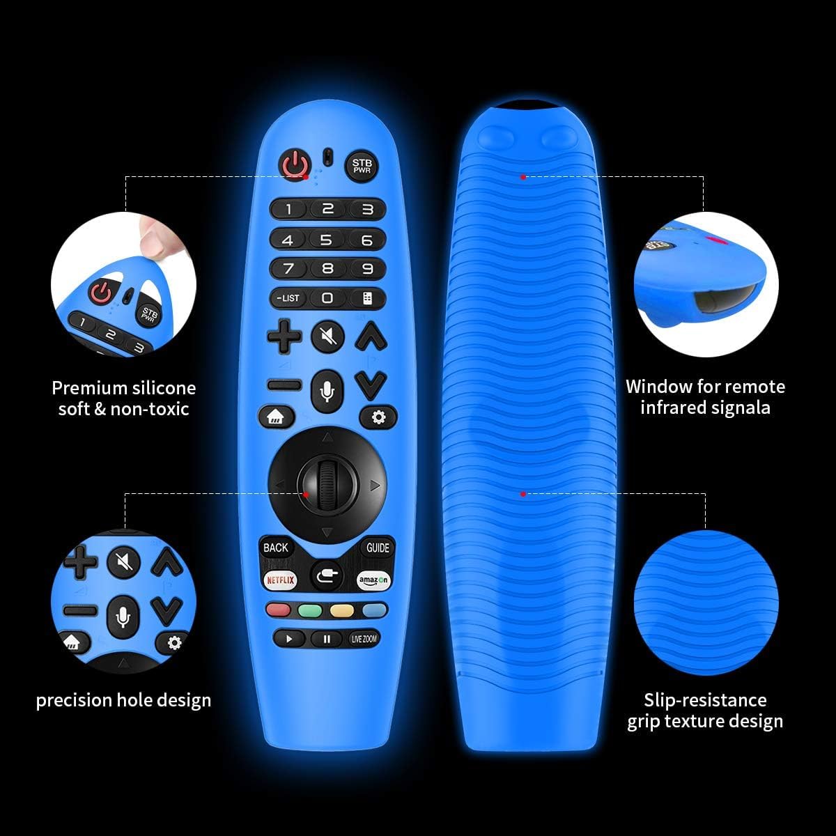 Alquar 2 Pack Silicone Remote Cover for LG Magic Remote, Lightweight Protective Case with Lanyard