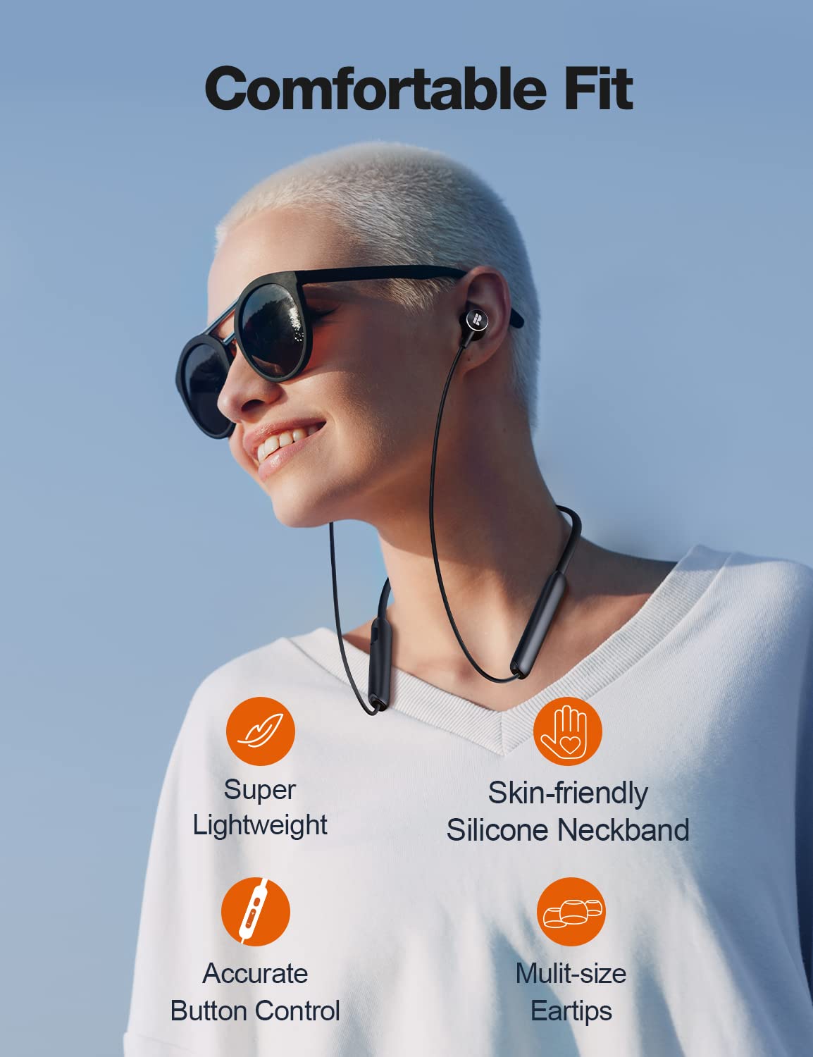 Rythflo Bluetooth Headphones,V5.2 Wireless Bluetooth Earbuds w/Mic in-Ear Magnetic Neckband Earphone 30Hrs Playtime, IPX7 Sweatproof Deep Bass Headset