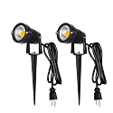 Z Outdoor Landscape LED Lighting 5W Waterproof Graden Lights COB Led Spotlights with Spiked Stand for Lawn Decorative Lamp US 3- Plug 3500K Warm White