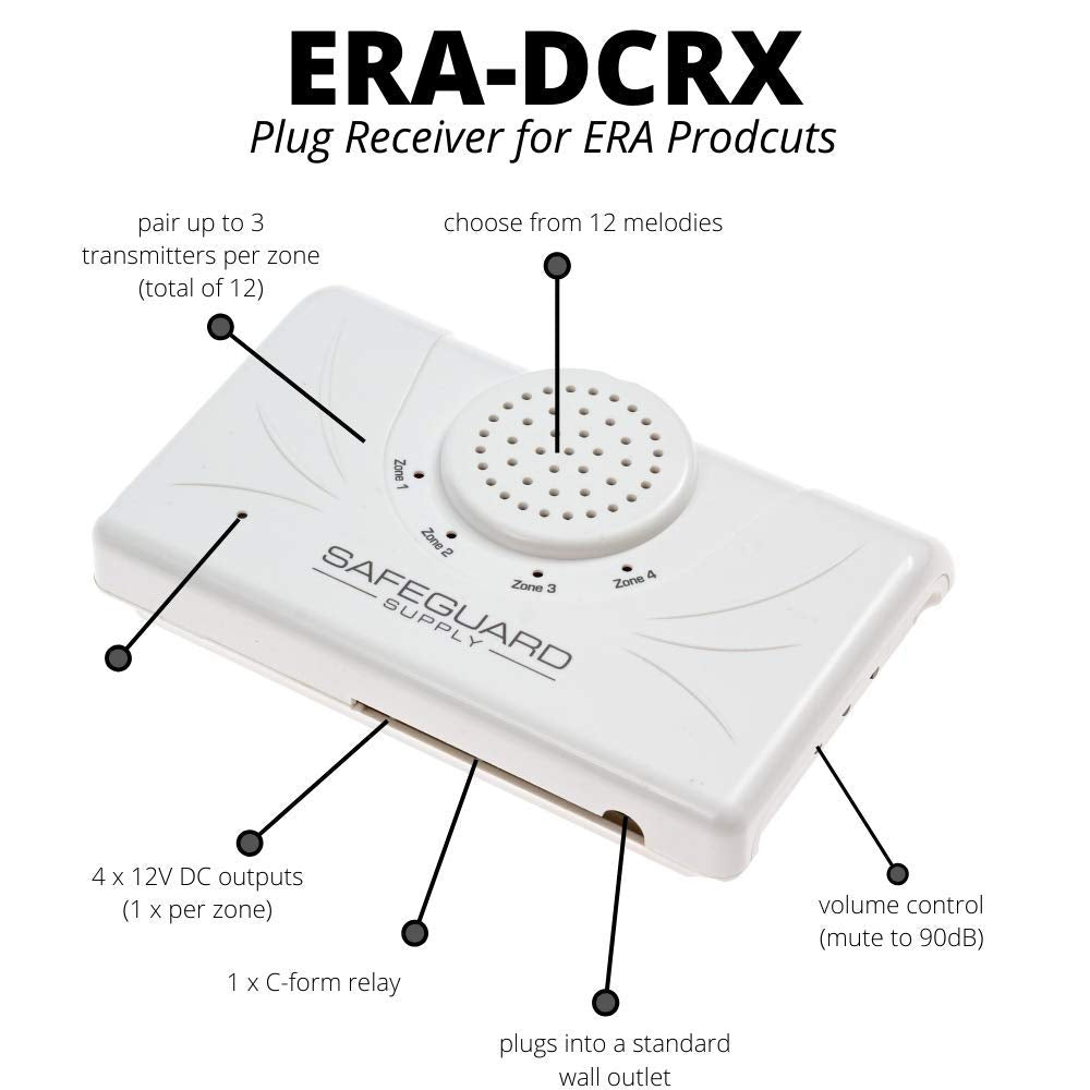 Wireless Receiver for ERA Series Long Range Wireless Products - Receiver ONLY Compatible with WDK-ERA-STROBE/SIREN/FIREBELL & ERA-UTDCR