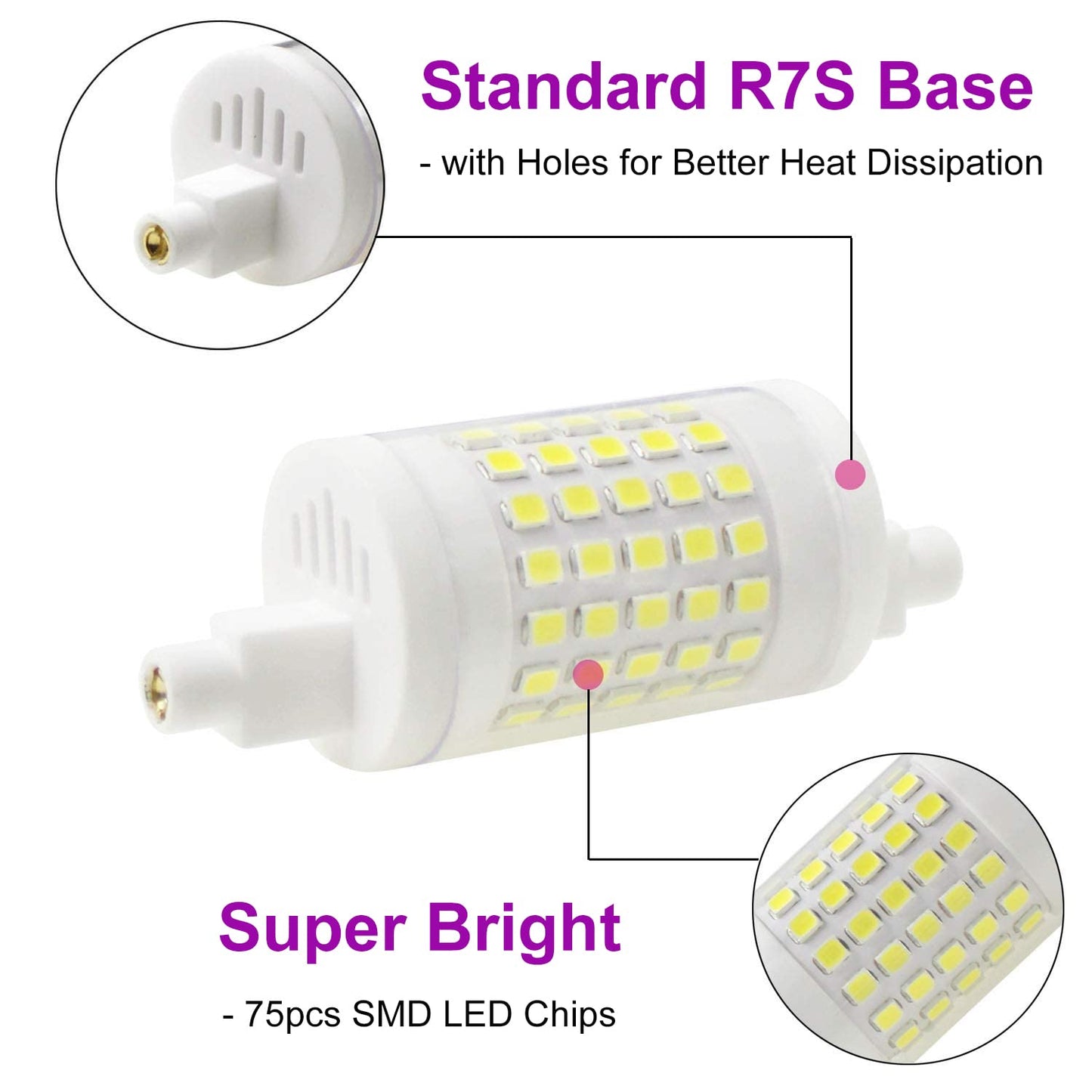 Familite R7S LED Bulb 78MM, 10W Dimmable J78 Flood Light, 100W Halogen T3 Replacement, Cool White 6000K, Pack of 2
