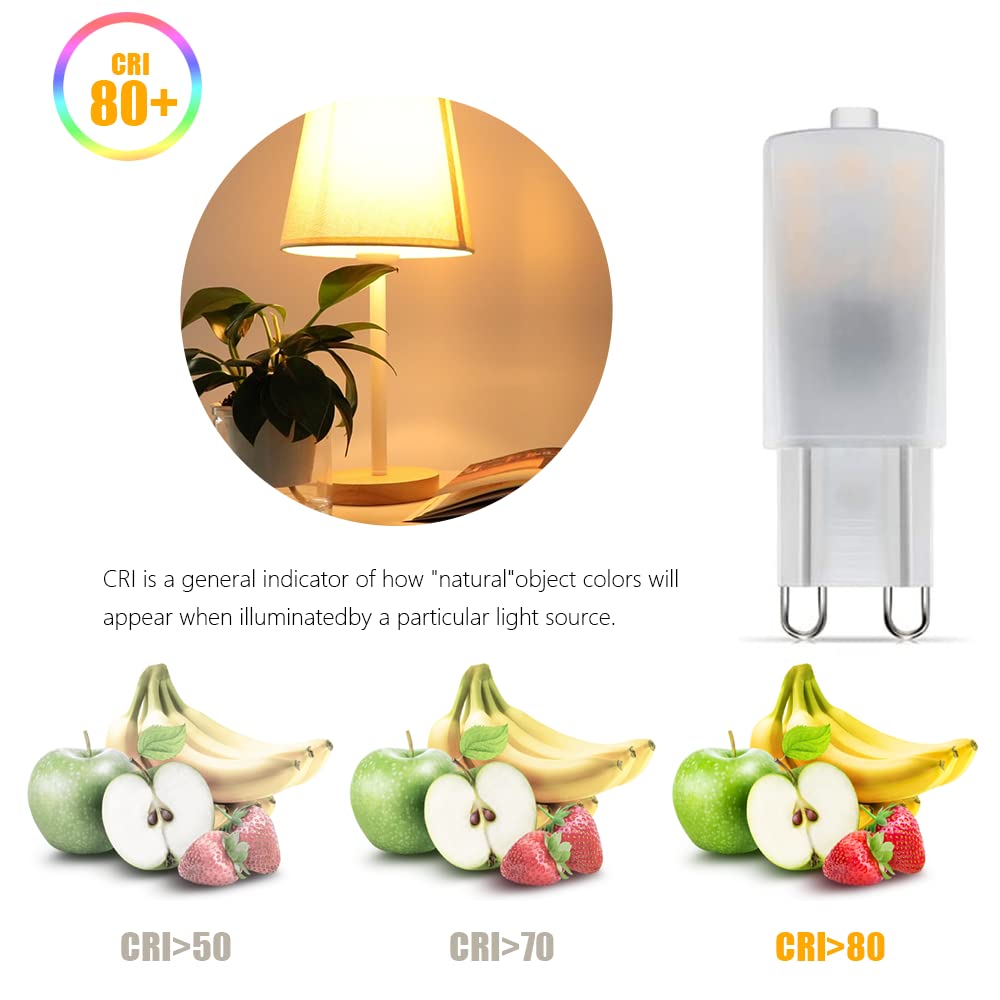 Cheopha G9 LED Light Bulbs 2.5W 25W Halogen Lamp Equivalent 2700K 3000K Soft Warm White G9 Bi Pin Base for Chandelier Pendant Table Lamp Sconces