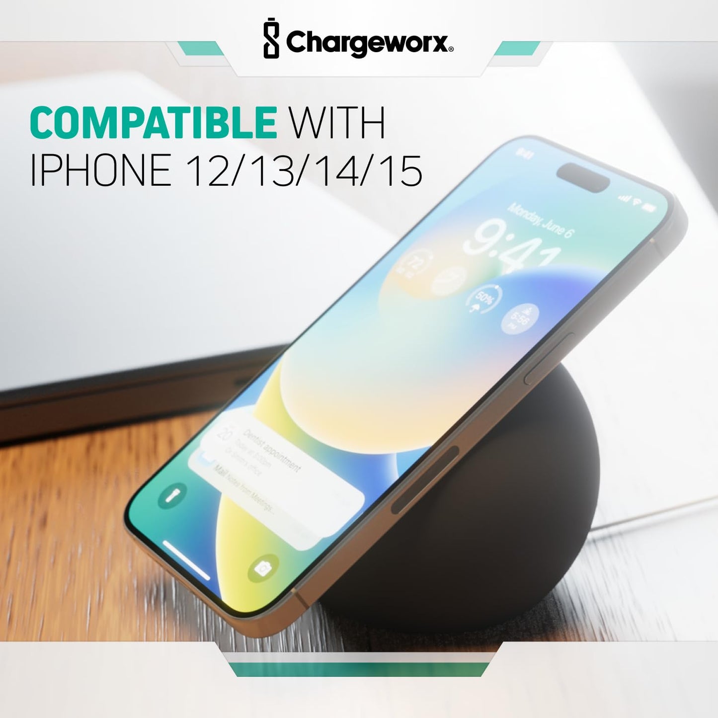CHARGEWORX Magnetic Wireless Charging Stand Compatible with MagSafe, Premium Silicone Phone Stand for iPhone 16, 15, 14, 13 and 12 Series, Discreet