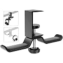MoKo Headphone Hanger, Aluminum 360° Rotating Dual Headphone Stand Under Desk Headset Holder Earphone Mount with Adjustable Clamp for All