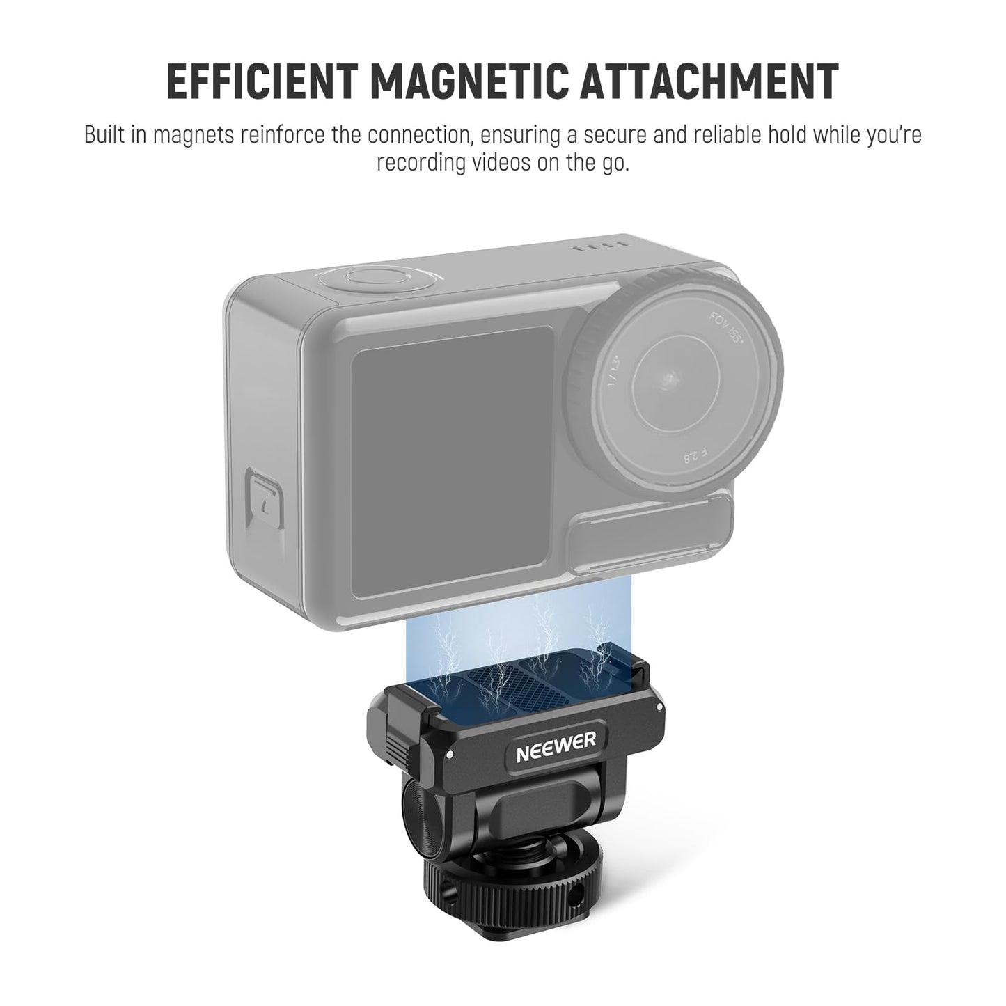 NEEWER Mount Adapter Compatible with DJI Osmo 360 / Action 5 Pro/4/3, Metal Magnetic Quick Release Action Camera Adapter Mount with 160° Tilt, Cold