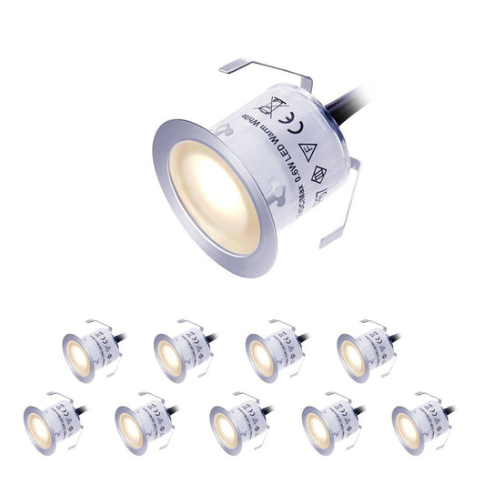 LED Deck Lights Kit 12V Low Voltage Waterproof IP67 Warm White Recessed Deck Lighting In Ground Light for Step Stair Garden Patio Wood Floor Outdoor