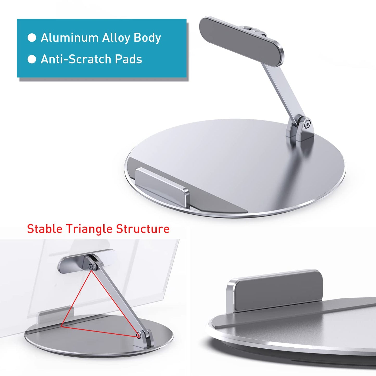 Letlar Tilt and Swivel Stand for Echo Show 15, Make of Aluminum Alloy, Rotatable and Foldable, Echo Show 15 Mount Suitable for 8"-16" Tablet/iPad