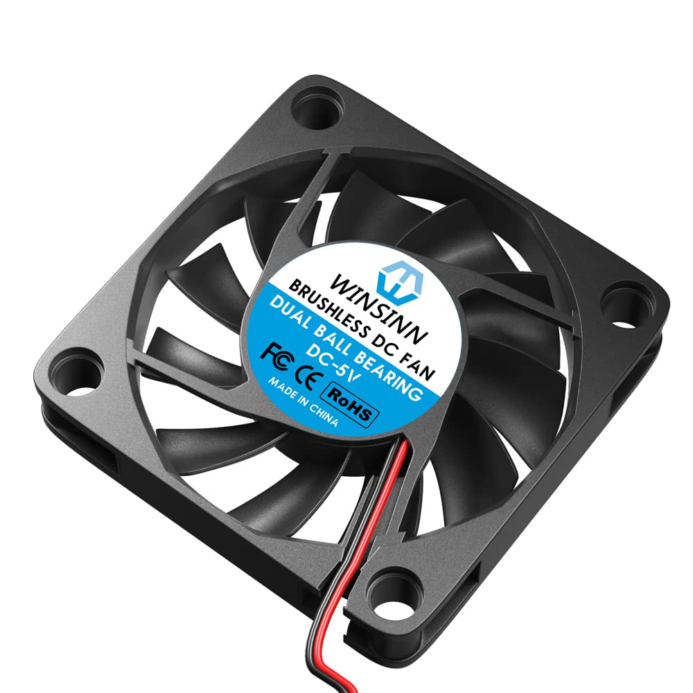 WINSINN DC 60mm Fan 5V 6010 Dual Ball Bearing Brushless Cooling 60mmx10mm 2PIN (Pack of 4Pcs)