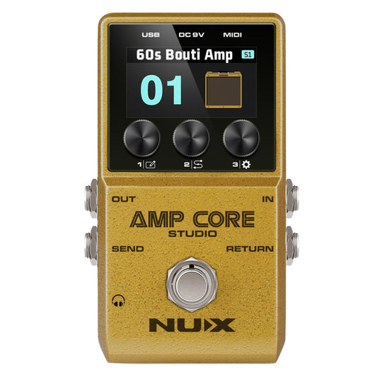 NUX Amp Core Studio Guiar Effect Pedal, IR CABINET with Classic Amp Sounds, 3 Scene Modes, HD Color LCD Screen, IR Pedal