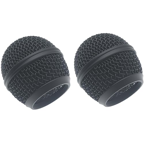 SYCZIOHU 2-Pack Steel Mesh Microphone Grille Heads with Inner Foam Compatible with SM58 SM58S BETA58A SA-M30 SV100 Black Replacement Mic Caps