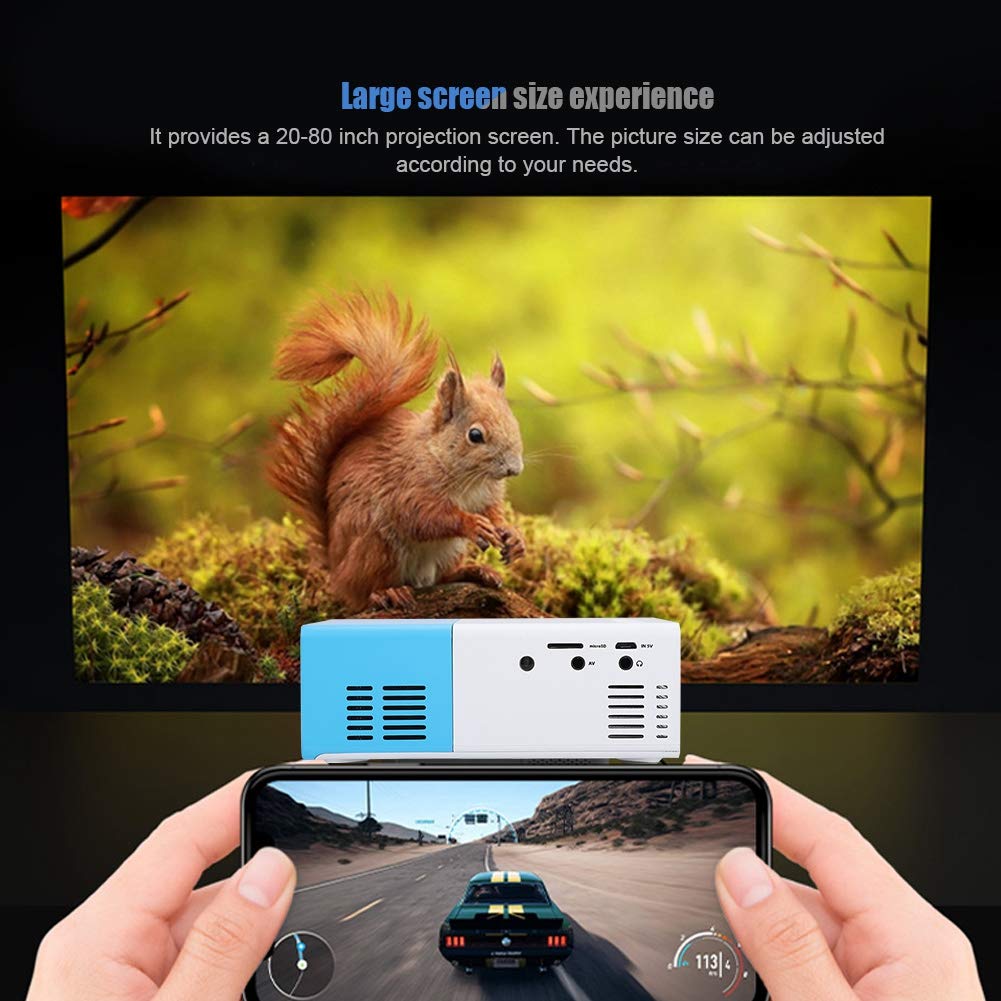 LED Projector, Mini Video 1080P HD Portable LED Projector Home Theater Movie Projector 20-80 Inch Projection 1920*1080 Resolution Video Projector
