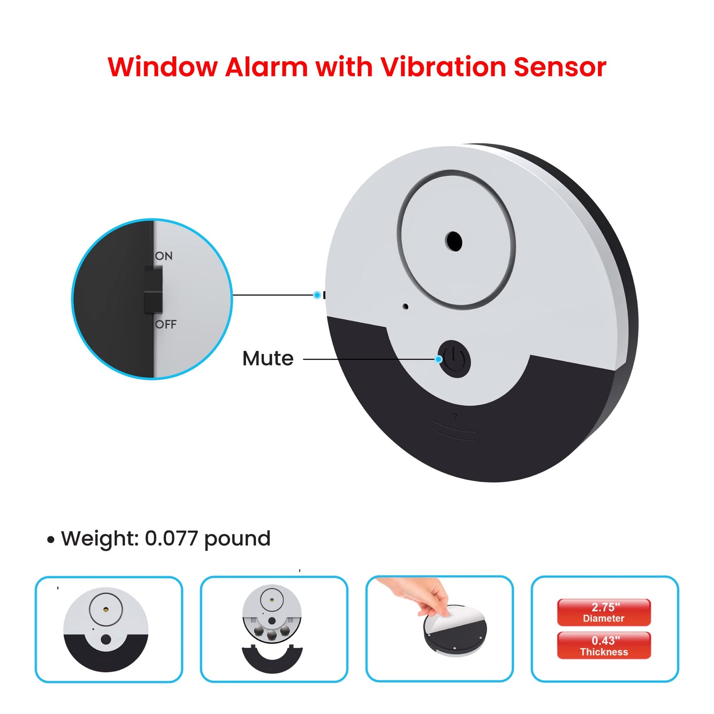 CATSONIC Premium Window Alarm Device Set - Extra Loud 130dB Alarm & Vibration Sensors - Universal Compatibility & Easy Installation - Great for Home