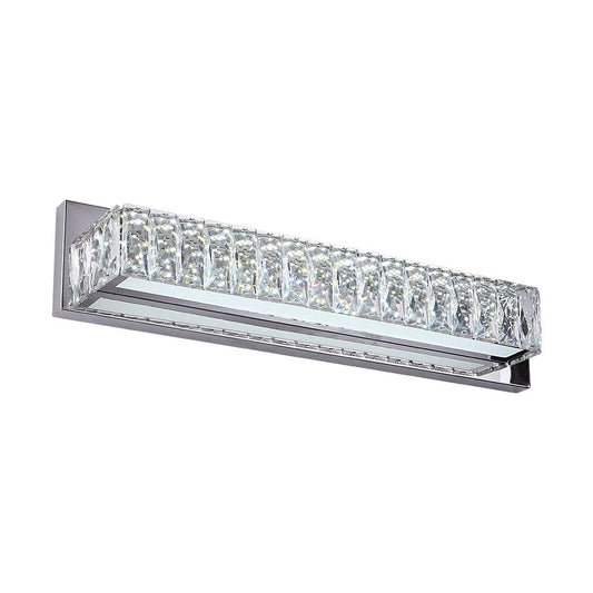 Crystal Vanity Lights, Bathroom Vanity Lighting Fixtures Over Mirror, LED Modern Wall Lights Fixtures Made for Stainless Steel Finish and K9 Crystal