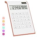 Rose Gold Calculator, UPIHO Rose Gold Pink Office Supplies and Accessories, 10 Digits Solar Battery Basic Desktop Calculator with Large LCD Display