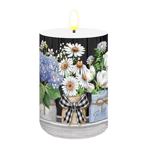 Briarwood Lane Spring Flameless Candle 6x3 Crated Mason Jars Flameless Candle with Timer for Spring