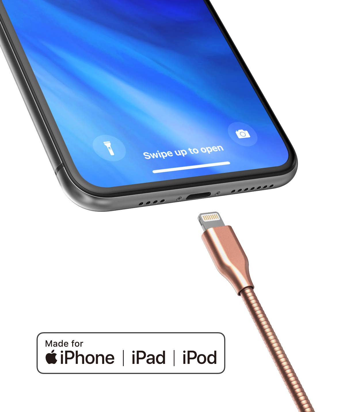 GALVANOX (2 Pack) Pet Proof iPhone Charger - Braided Metal Lightning to USB-C Charging Cables [Apple MFi Certified] Ultra Durable ChewProof Cord (4…