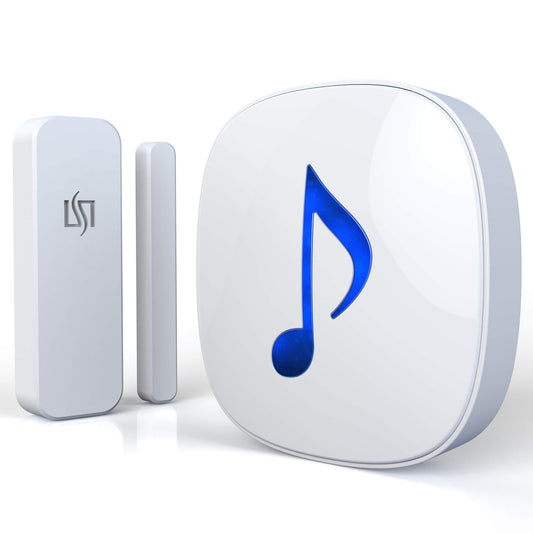 HTZSAFE Wireless Door/Window Magnetic Sensor Alarm-600 Feet Long Wireless Transmission Range-35 Classic Melodies Optional,4 Volume Levels & LED
