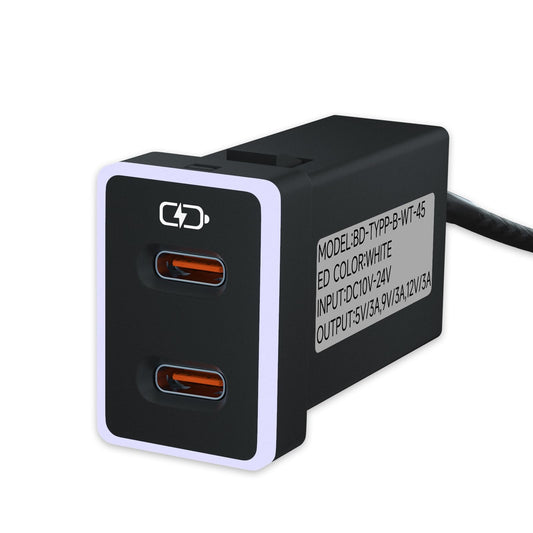 Car Charger for Toyota USB C Dual Port Charger PD 3.0 Type C Fast Charging with LED Light Show,Compatible with Smart Phone,Tablet,and More (White