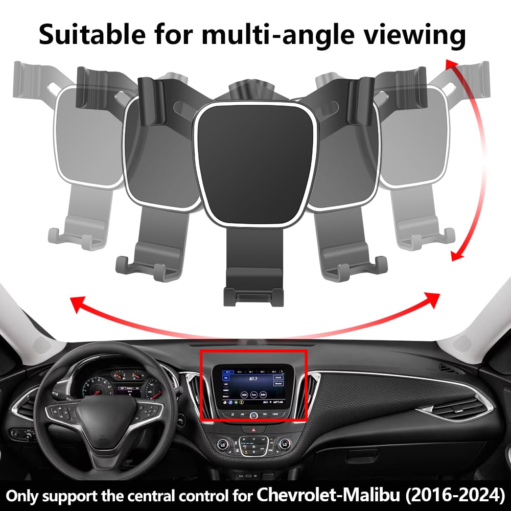 LUNQIN Car Phone Holder for Chevy Chevrolet Malibu 2016 2017 2018 2019 2020 2021 2022 2023 2024 2025 Auto Accessories Navigation Bracket Interior