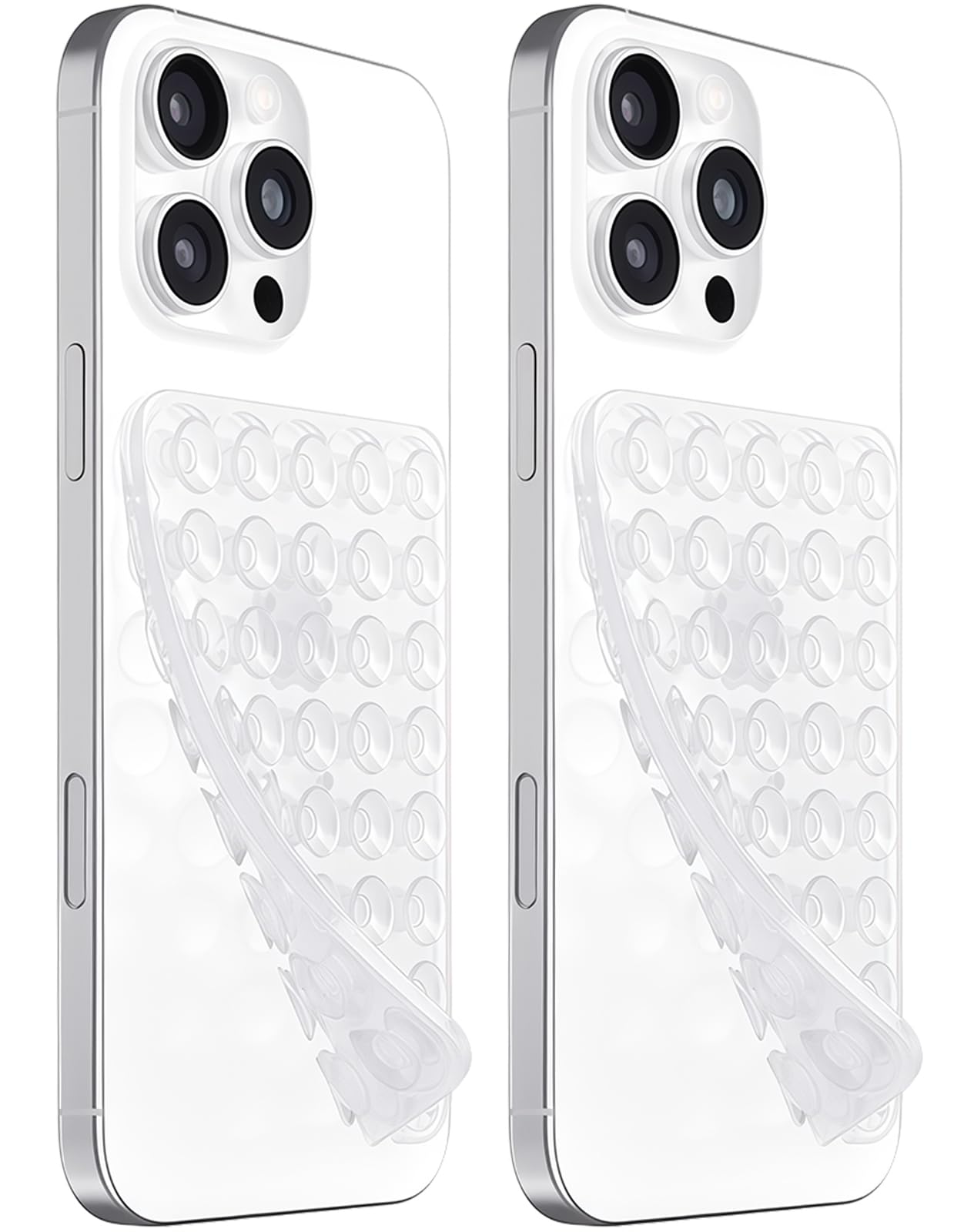 Anteel 2 Pack Silicone Suction Cup Phone Case Mount Double Sided, Hands-Free Silicon Phone Grip with Higher Suction Power for Selfies and Videos, Non
