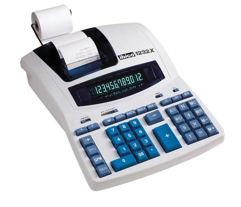Ibico Professional Printer Calculator 1232X, White/Blue, 230 x 75 x 300 mm, IB404108