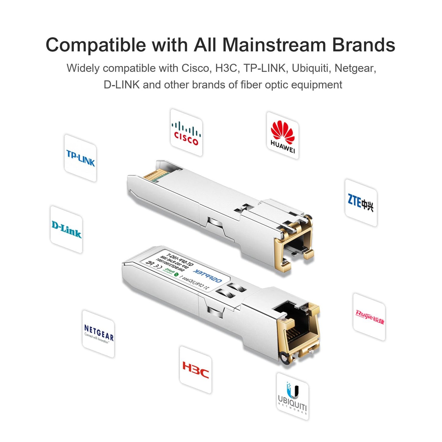 10GBase-T Module, SFP to RJ45, 10G Copper SFP+ Transceiver, 10Gbe Optical Ethernet Mini Gbic 10 giga Computer Networking Transceiver Compatible