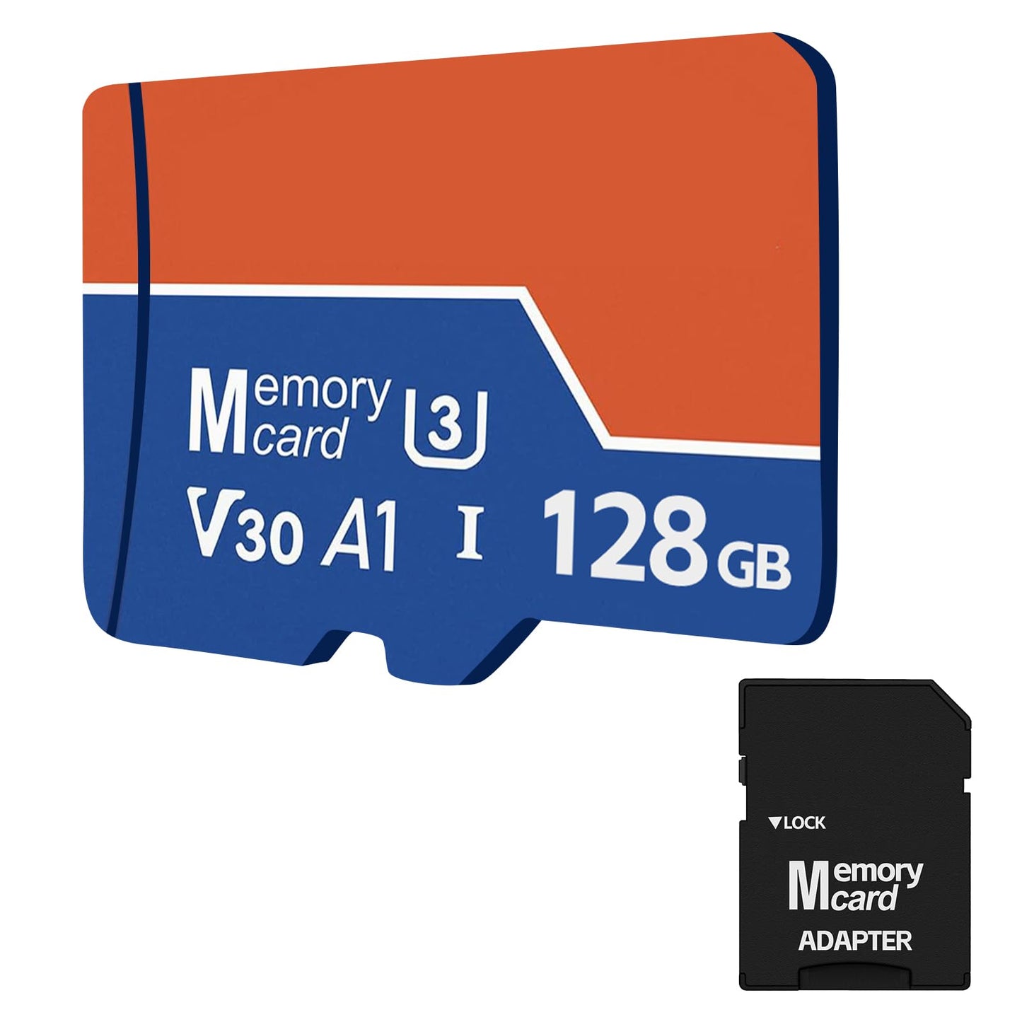 128GB Micro SD Card with Adapter, Class 10 V30 U3 A1 High-Speed Memory Card for 4K Video Recording, Reliable Storage for Smartphones, Tablets