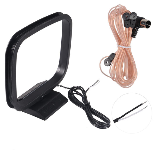 FM Antenna Dipole AM Loop Antenna with 2 Pin Bare Wire Radio Antenna Indoor 75 Ohm with F Type Male Connector for Stereo Receiver for Indoor Radio