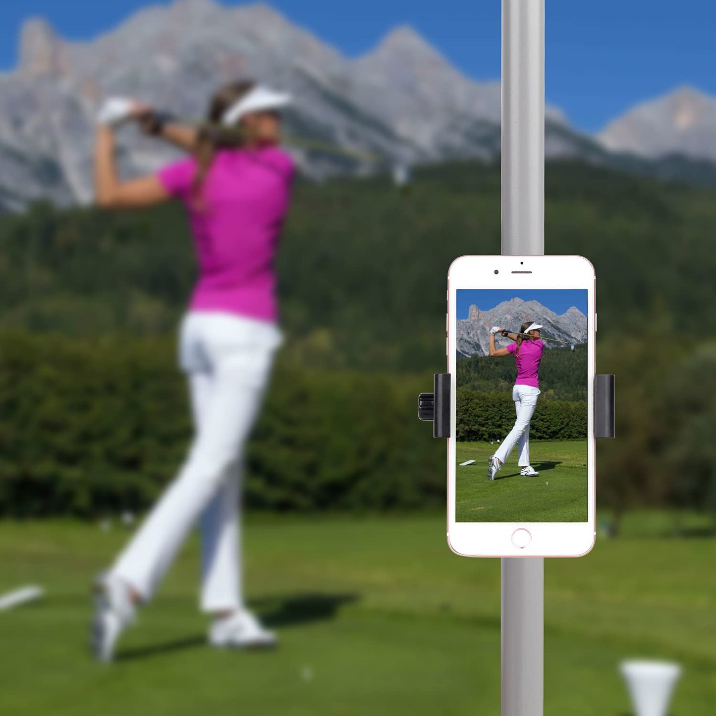 iTODOS Cell Phone Holder Mount Clip for Golf Cart,Wheelchair Walker,Stroller,Spin Bike, Table, Clamp Fits iPhone,Galaxy, Nexus,Most Phones and GPS up