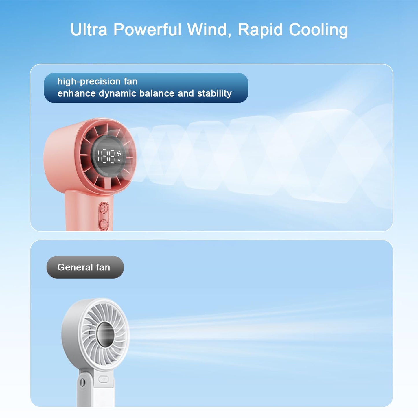 Portable Handheld Turbo Fan, Strong Wind Cute Mini Personal Fan, 120 Levels Infinite Speed, 4000mAh Rechargeable Hand Held Fan for Beach Travel Cruise