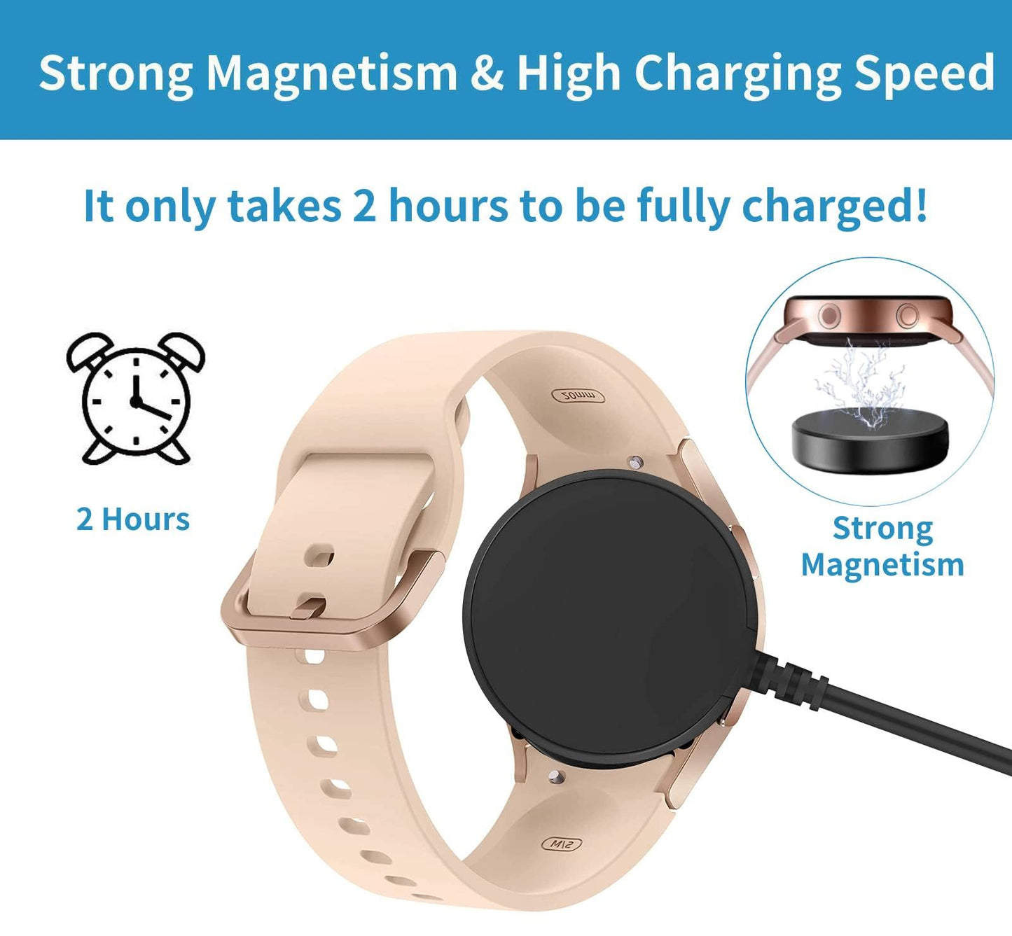 [2-Pack, 3.3ft] Charger Replacement for Samsung Galaxy Watch 8/8 Classic/7/6/6 Classic/5/5 Pro/Ultra/FE, Galaxy Watch 4/3/Active 2/Active Charger Fast
