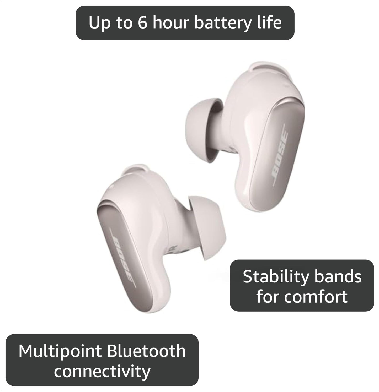 Bose QuietComfort Ultra Bluetooth Earbuds, Wireless Earbuds with Spatial Audio and World-Class Active Noise Cancellation, Deep Bass, Up to 6 Hours