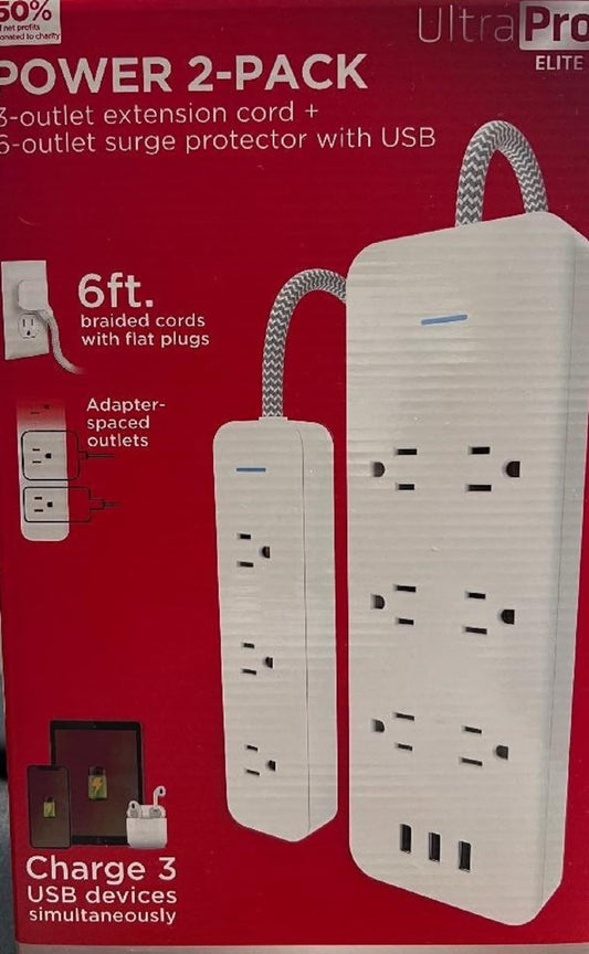 UltraPro Elite Surge Protector 2-Pack with 3 USB Charge