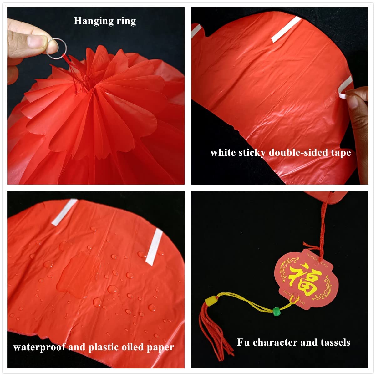 KYMY 20pcs Chinese Red Paper Lanterns,Red Hanging Round Decorative Chinese Paper Lanterns for Chinese Lunar Dragon New Year,Spring Festival, Wedding