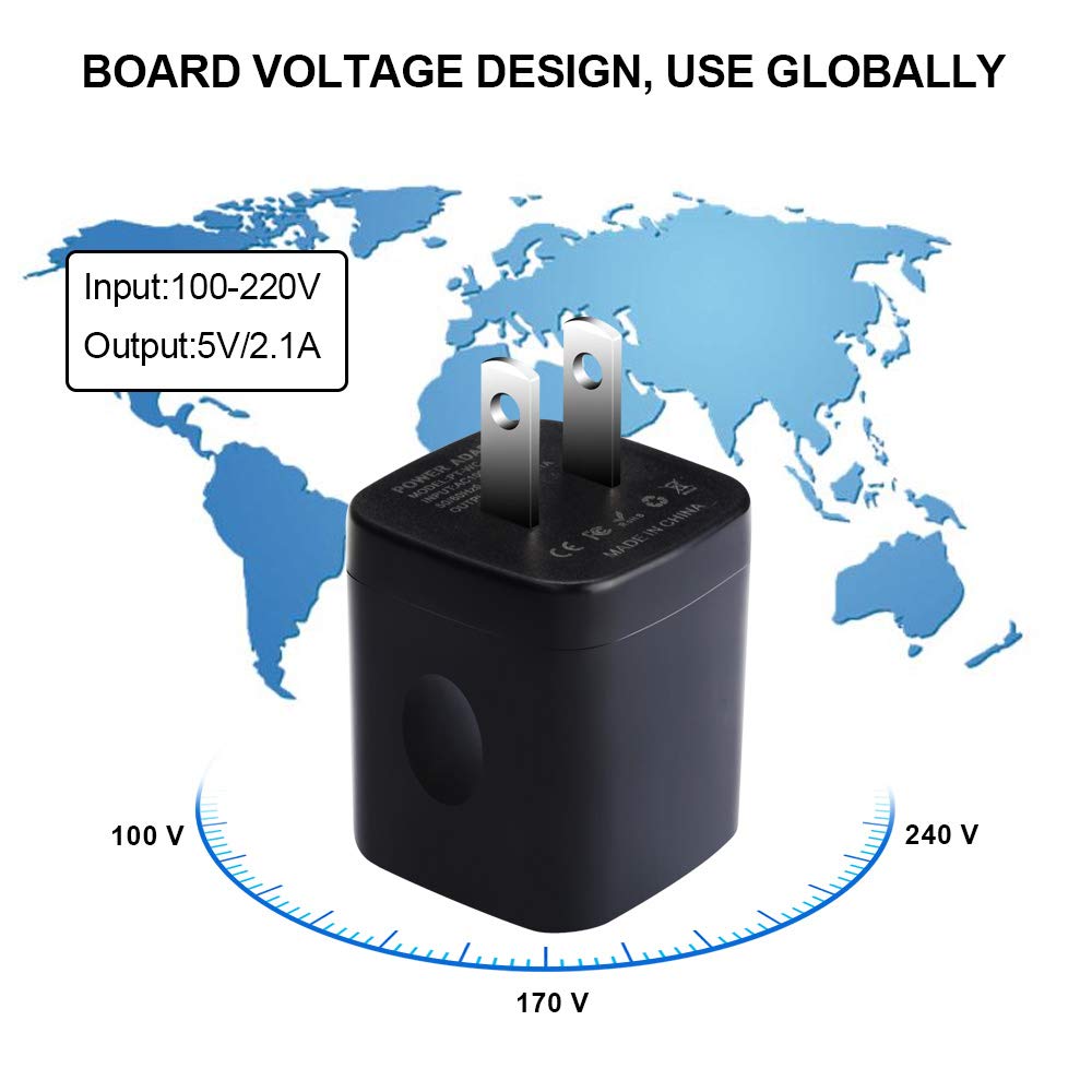 Charger Box, Charging Cube 5 Pack, Dual USB Wall Charger 5V 2A Power Adapter Charging Block Brick Outlet Plug for iPhone 15 14 13 12 11, iPad, Samsung