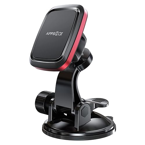 APPS2Car Magnetic Car Phone Mount with Adjustable Arm & 6 Strong Magnets Universal Dashboard Windshield Cell Phone Holder Compatible with All