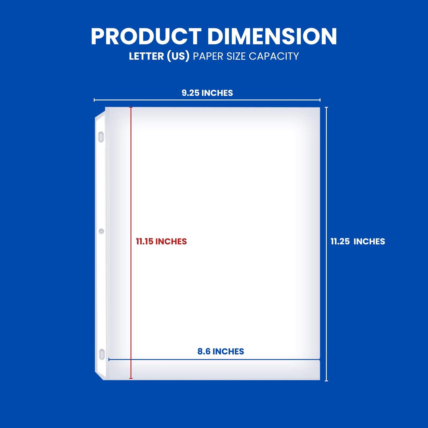50 Sheet Protectors 8.5 x 11 for 3 Ring Binder, Heavy Duty Clear