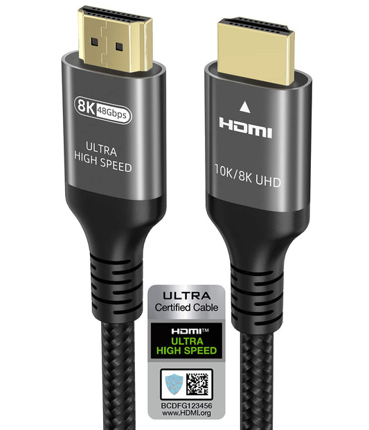 Ubluker 10K 8K 4K HDMI Cable 48Gbps 6.6 FT, Certified Ultra High Speed HDMI® Cable 4K 240Hz 144Hz 120Hz 8K60Hz 0.01ms HDR10+ eARC HDCP2.3 Netflix Roku