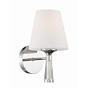 Crystorama Ramsey 1 Light Polished Nickel Sconce with Sconce with Glass Shade